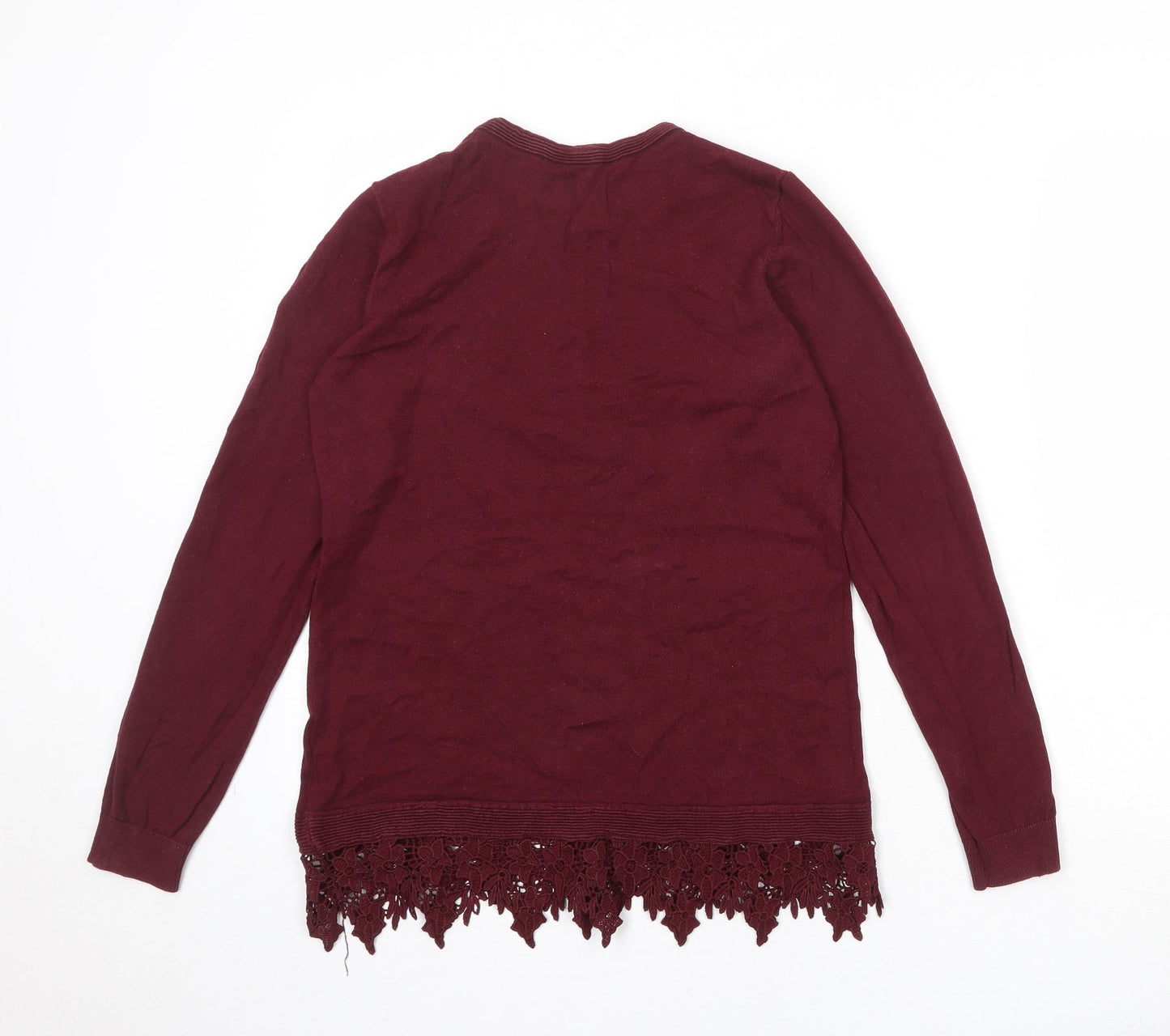 Dorothy Perkins Womens Red Round Neck Cotton Pullover Jumper Size 10