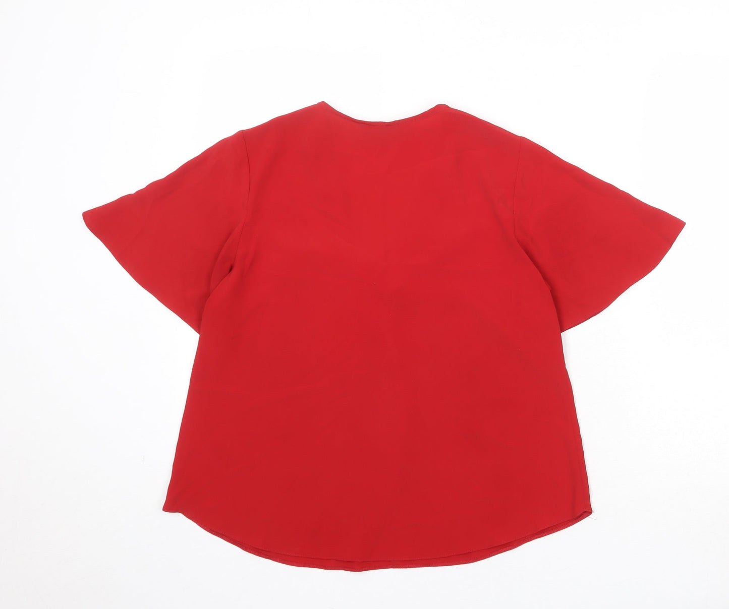Dorothy Perkins Womens Red Polyester Basic Blouse Size 8 V-Neck