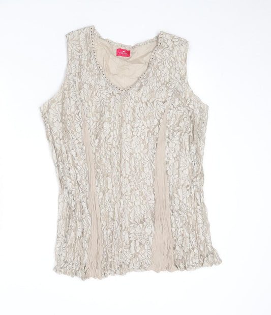 Together Womens Beige Viscose Basic Tank Size M Round Neck