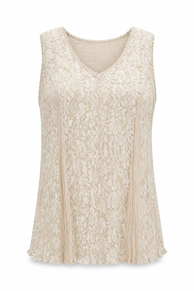 Together Womens Beige Viscose Basic Tank Size M Round Neck