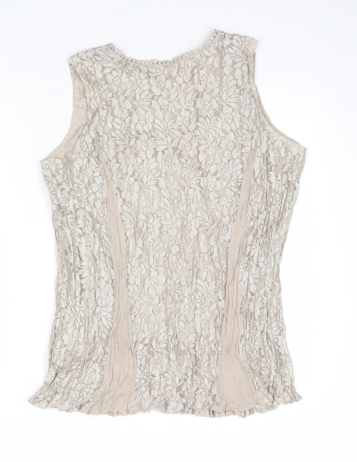 Together Womens Beige Viscose Basic Tank Size M Round Neck