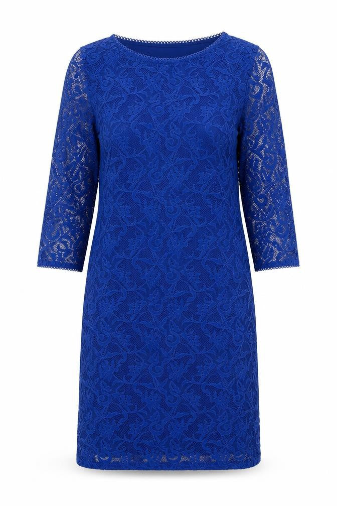 Marks & Spencer Womens Blue Geometric Polyester Shift Size 10 Round Neck Pullover
