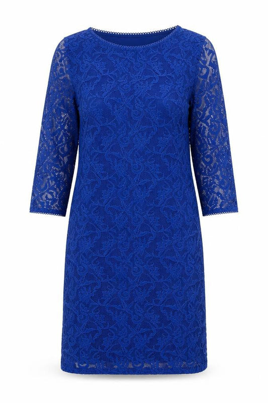 Marks & Spencer Womens Blue Geometric Polyester Shift Size 10 Round Neck Pullover