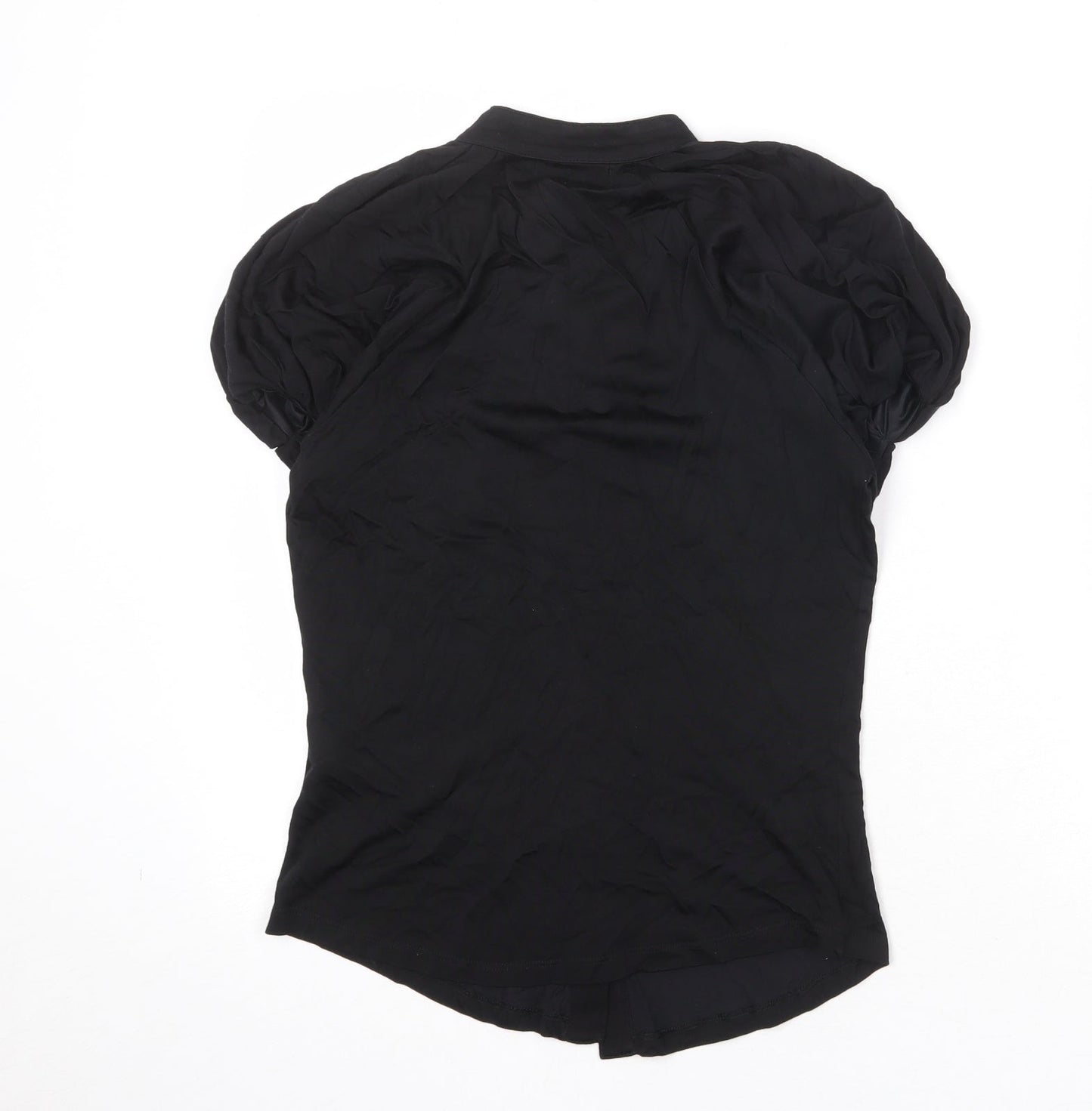 Zara Womens Black Polyester Basic Button-Up Size M Round Neck