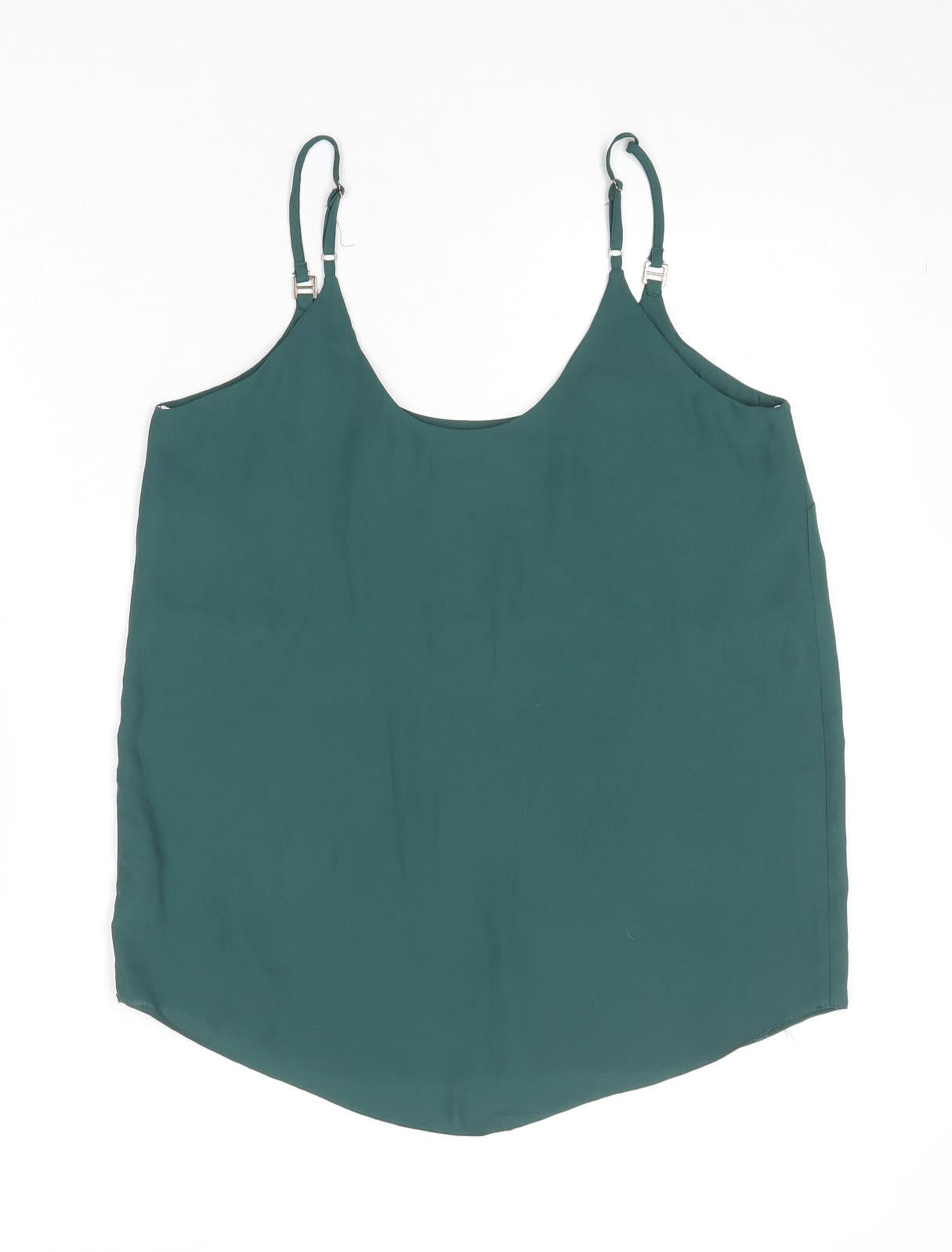Dorothy Perkins Womens Green Polyester Basic Tank Size 10 Round Neck