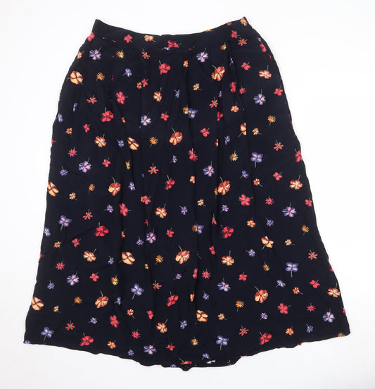 ELVI Womens Black Floral Polyester Peasant Skirt Size 37 in Zip