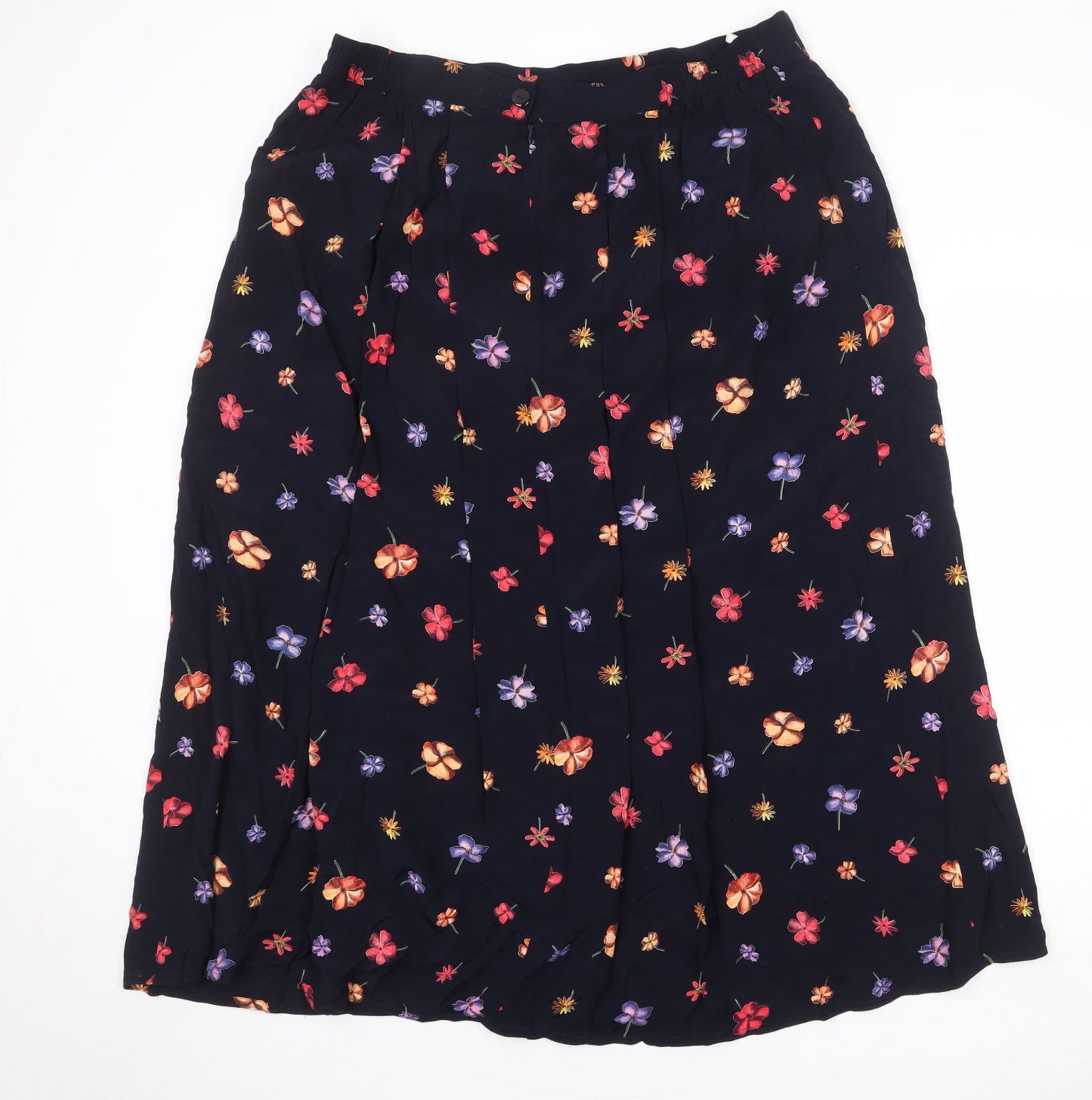 ELVI Womens Black Floral Polyester Peasant Skirt Size 37 in Zip