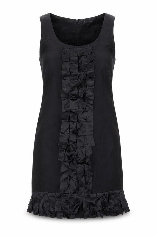 Warehouse Womens Black Silk Sheath Size 10 Round Neck Zip