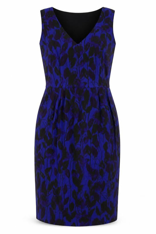 Phase Eight Womens Blue Geometric Polyester Shift Size 10 V-Neck Zip