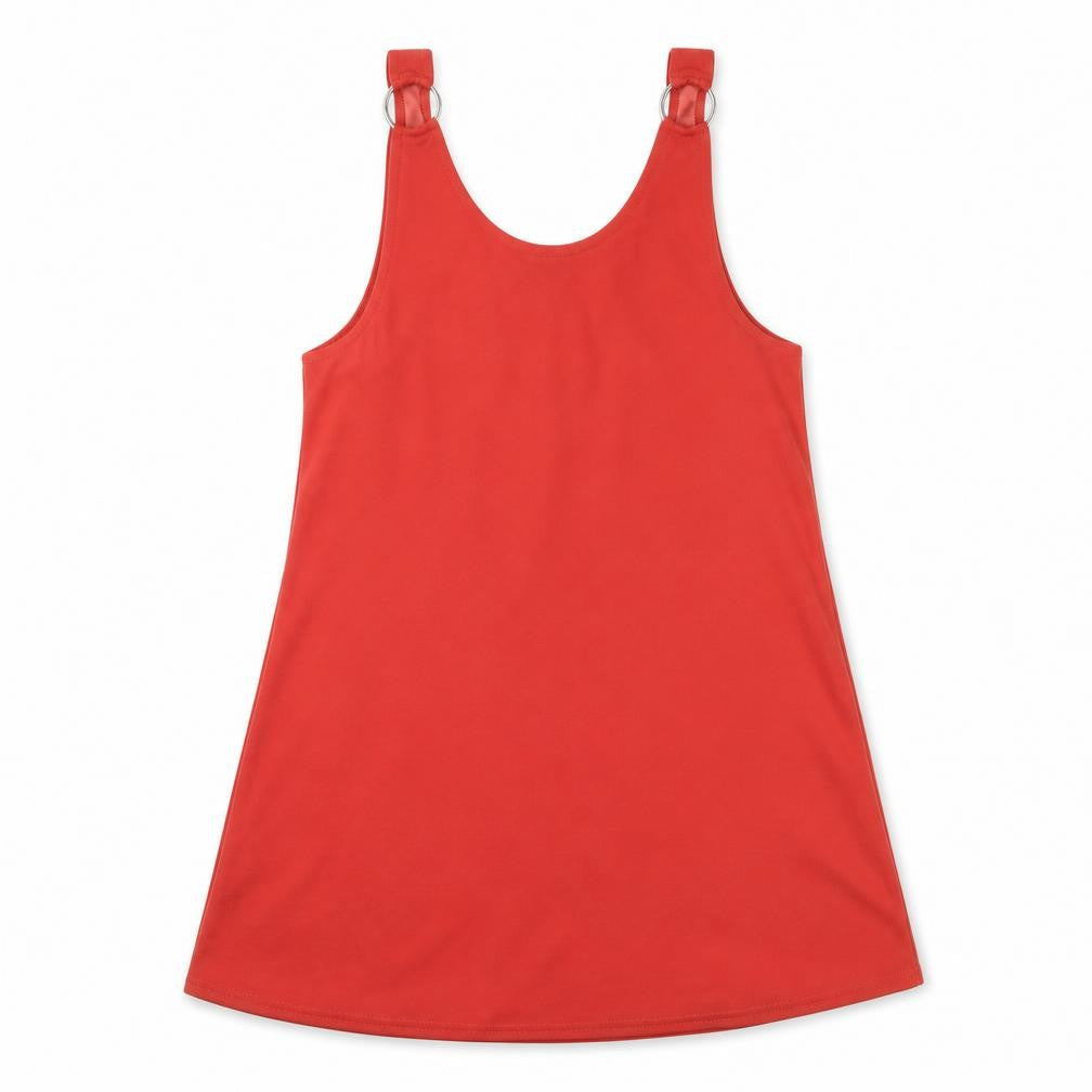 Boohoo Womens Red Polyester Pinafore/Dungaree Dress Size 8 Round Neck Pullover