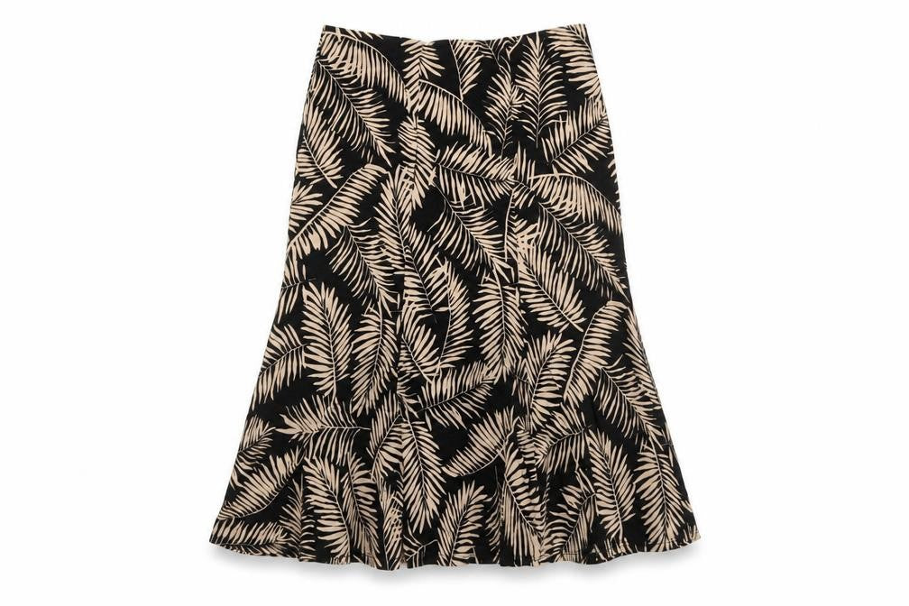 Country Casuals Womens Black Geometric Polyester Swing Skirt Size M - Leaf Pattern
