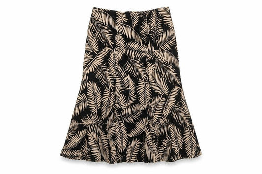 Country Casuals Womens Black Geometric Polyester Swing Skirt Size M - Leaf Pattern
