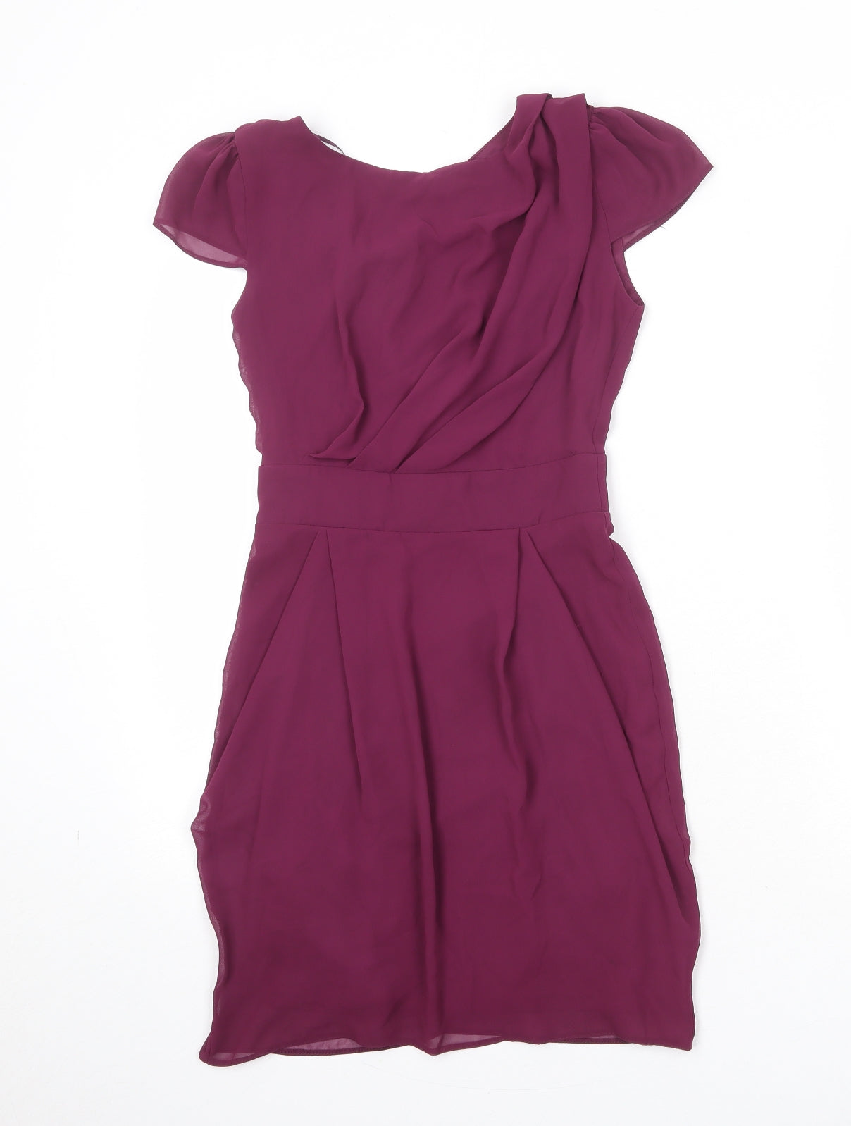 River Island Womens Purple Polyester Shift Size 6 Round Neck Tie