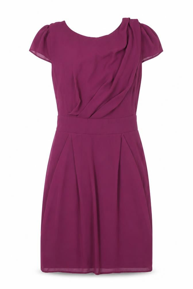 River Island Womens Purple Polyester Shift Size 6 Round Neck Tie
