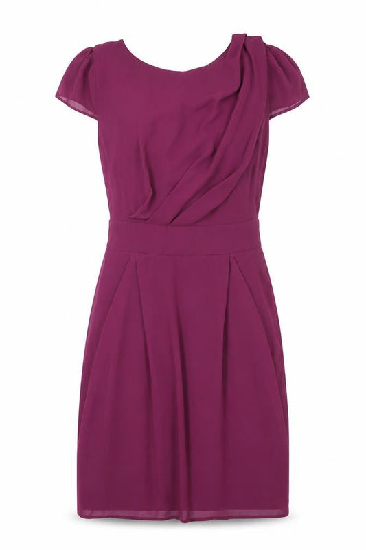 River Island Womens Purple Polyester Shift Size 6 Round Neck Tie