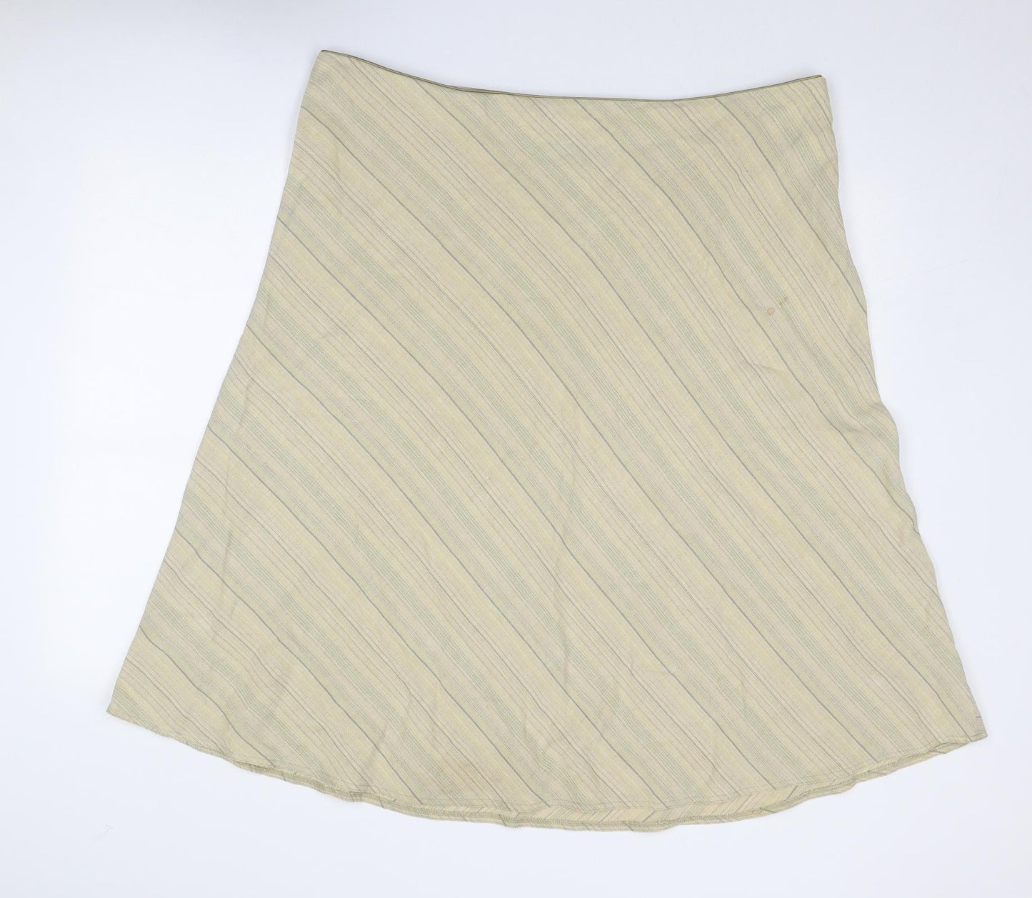 Equorian Womens Beige Striped Polyester A-Line Skirt Size 20 Zip