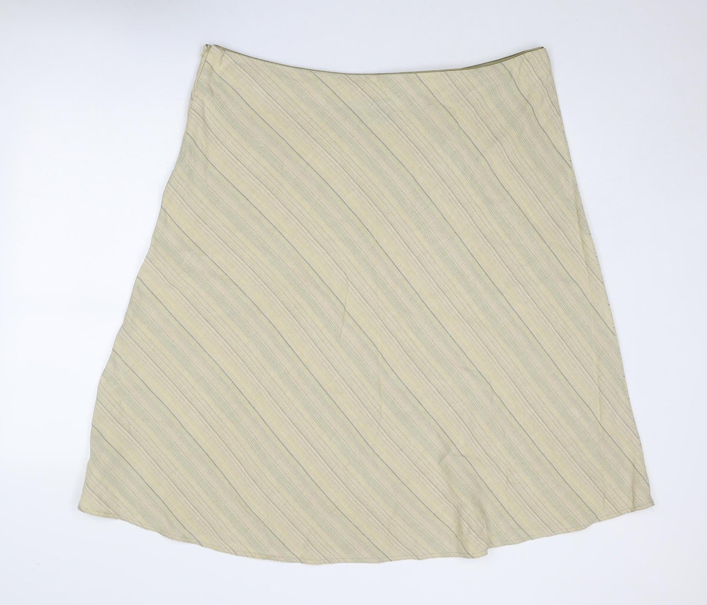 Equorian Womens Beige Striped Polyester A-Line Skirt Size 20 Zip