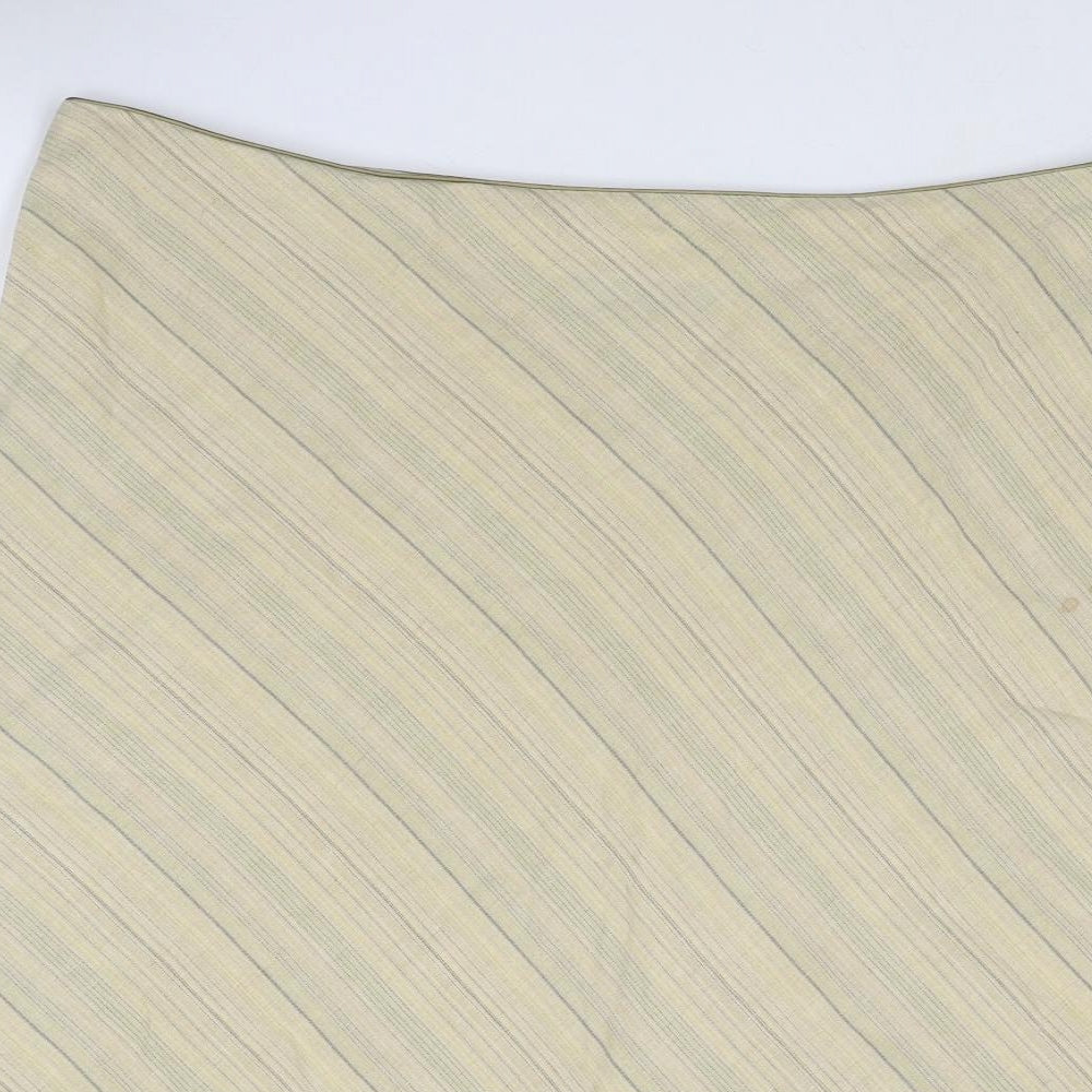 Equorian Womens Beige Striped Polyester A-Line Skirt Size 20 Zip