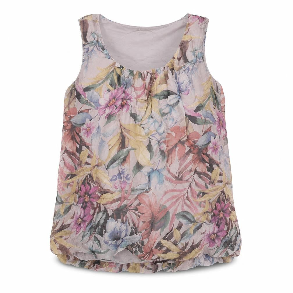 Cartoon Womens Multicoloured Floral Viscose Basic Tank Size 10 Scoop Neck