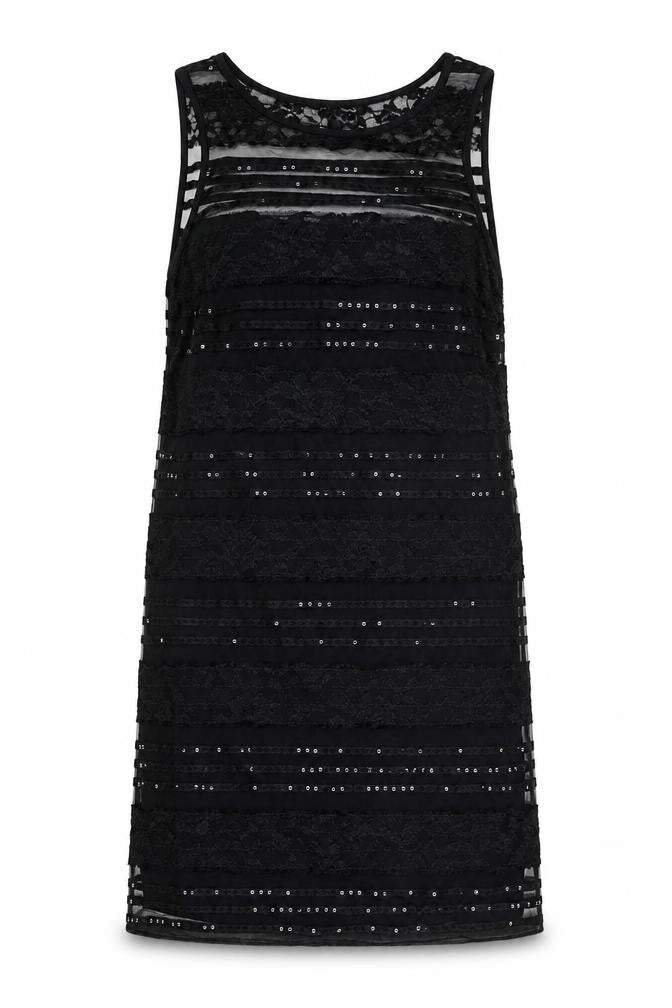 Scarlett Nite Womens Black Geometric Polyester Shift Size 8 Round Neck Pullover