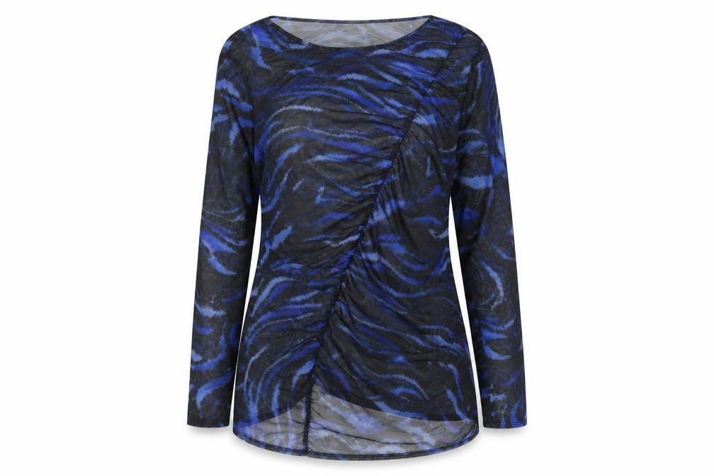 Simply Be Womens Blue Geometric Polyester Basic Blouse Size 16 Round Neck