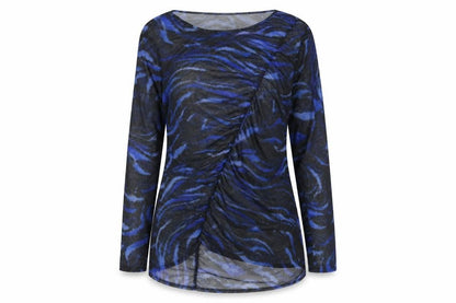 Simply Be Womens Blue Geometric Polyester Basic Blouse Size 16 Round Neck