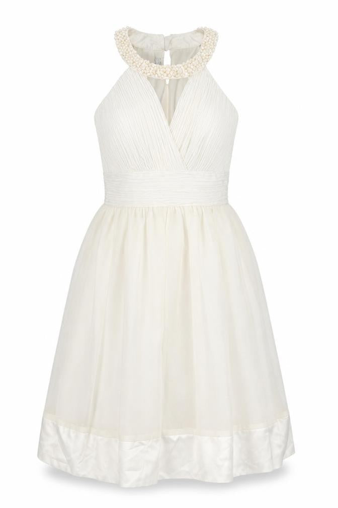 Toi Et Moi Womens Ivory Polyester Fit & Flare Size M Round Neck Button