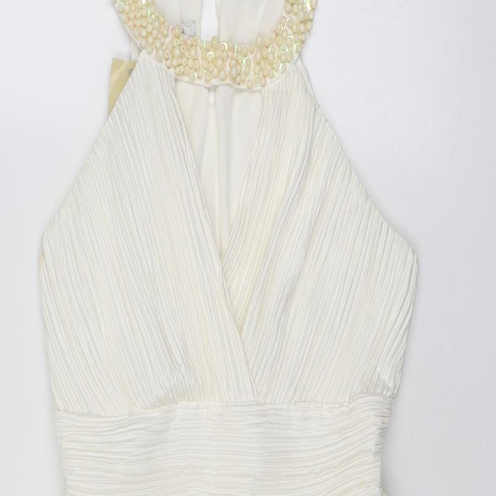Toi Et Moi Womens Ivory Polyester Fit & Flare Size M Round Neck Button
