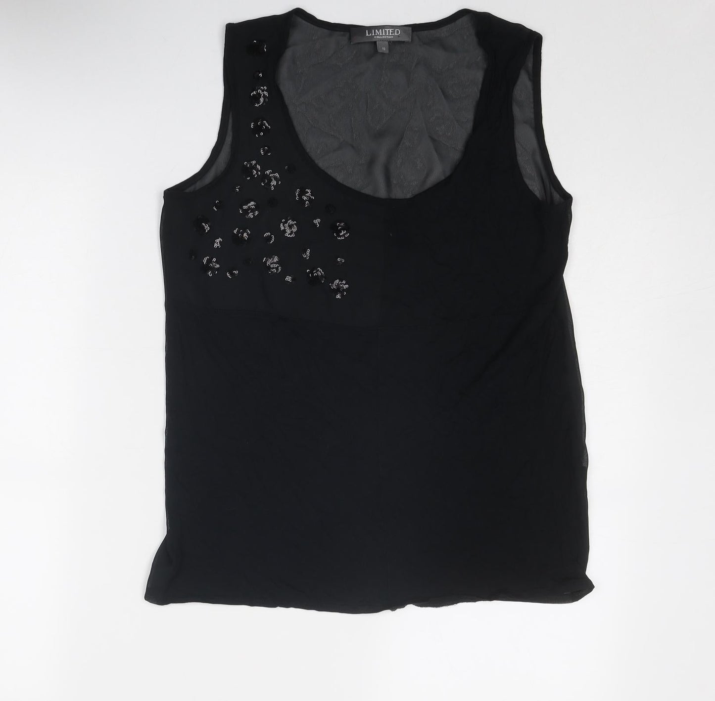 Limited Collection Womens Black Polyester Basic Tank Size 10 Round Neck