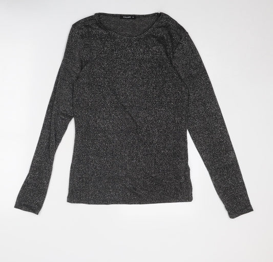 Calliope Womens Black Polyester Basic T-Shirt Size M Round Neck