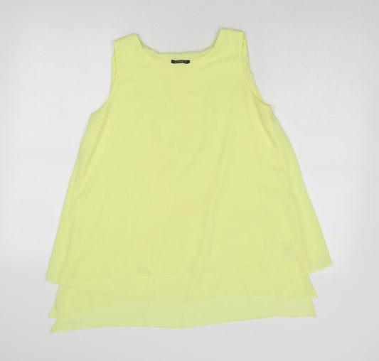 Roman Womens Yellow Polyester Basic Blouse Size 10 Round Neck