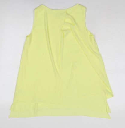 Back view of Roman women’s yellow polyester basic blouse, size UK 10, round neck