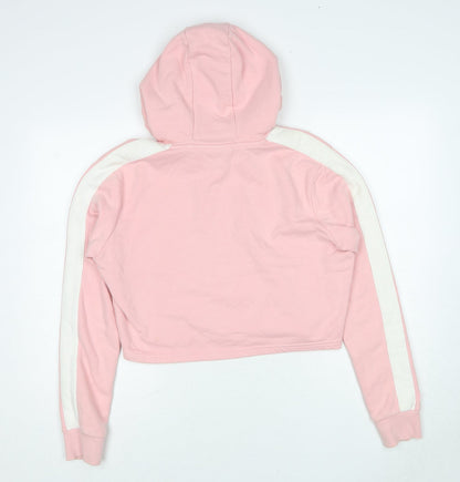Back view of Ellesse women’s pink cotton pullover hoodie, size UK 12, pullover