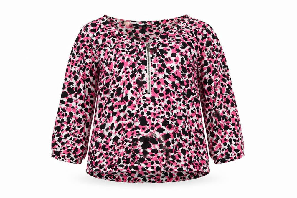 Warehouse Womens Pink Geometric Viscose Basic Blouse Size 12 V-Neck