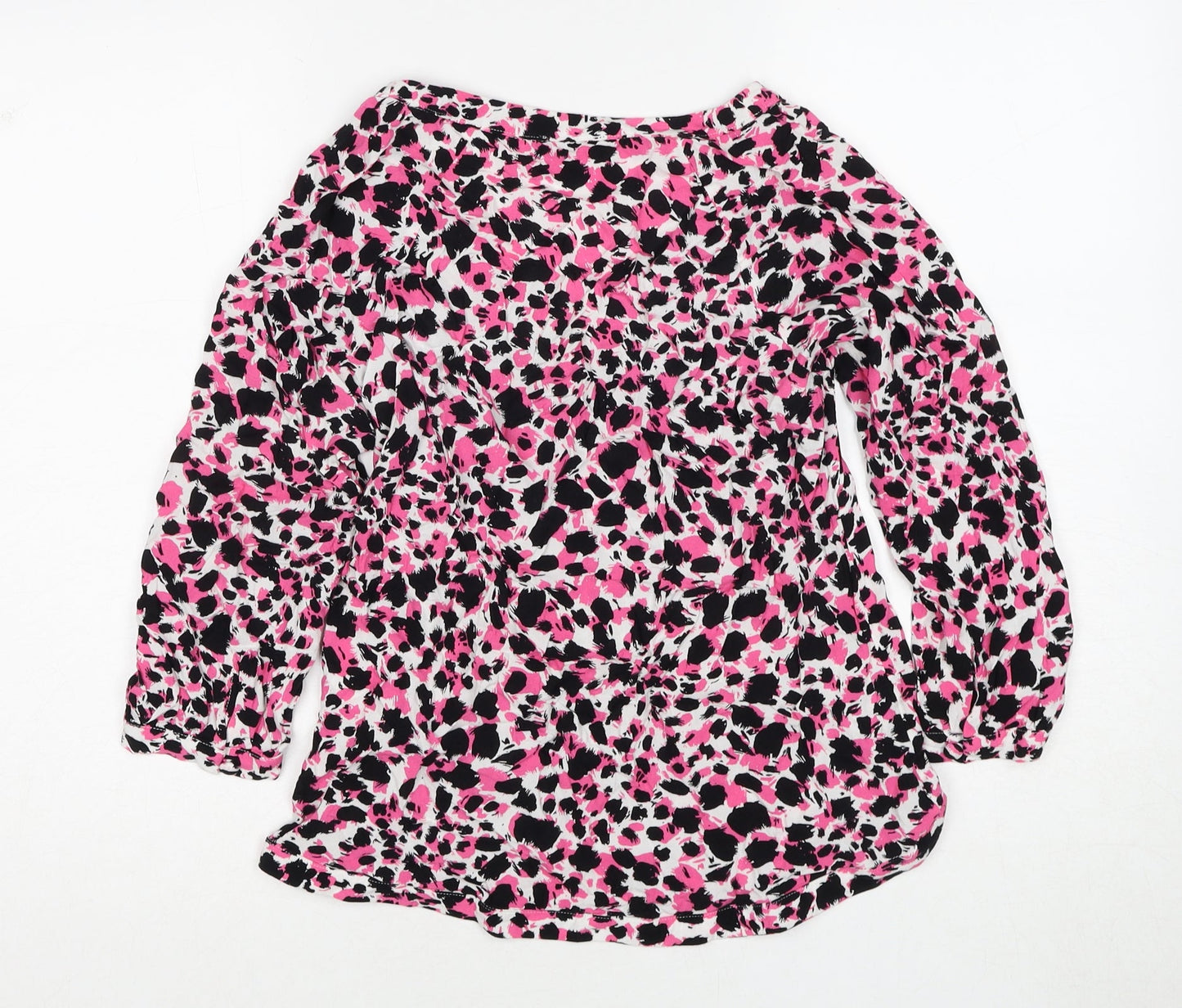 Warehouse Womens Pink Geometric Viscose Basic Blouse Size 12 V-Neck