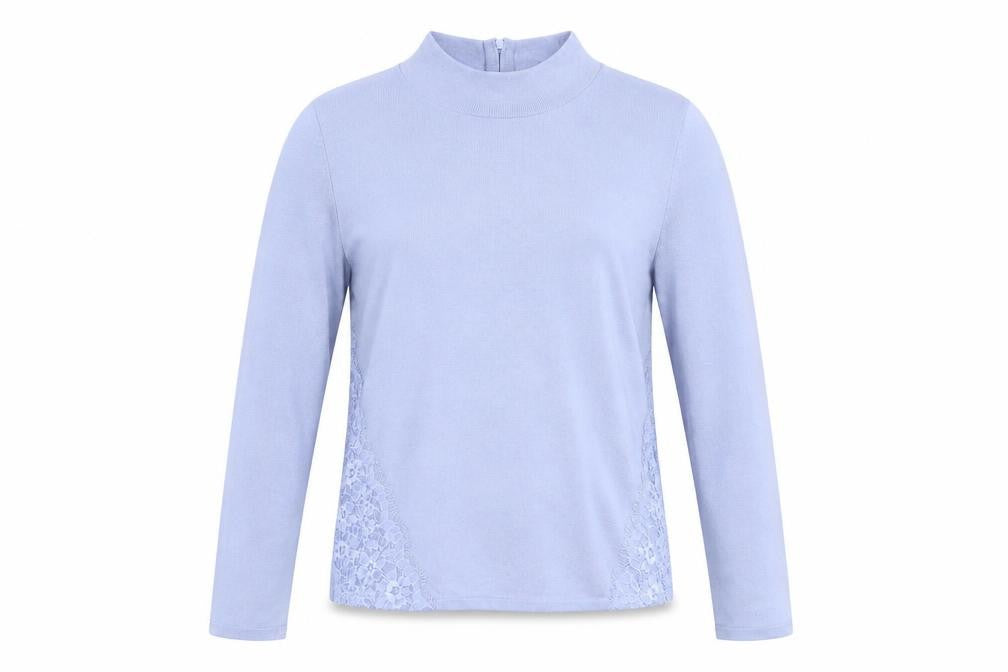 Coast Womens Blue High Neck Polyamide Pullover Jumper Size S - Lace Detail