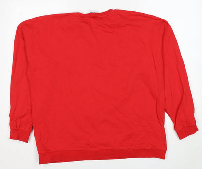 Preloved Disney Womens Red Cotton Pullover Sweatshirt Size 18 Pullover - Mickey Minnie Mouse Merry Kissmas - Back