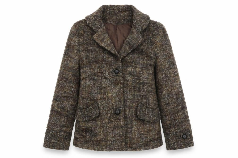 Castle Womens Brown Geometric Jacket Size 12 Button