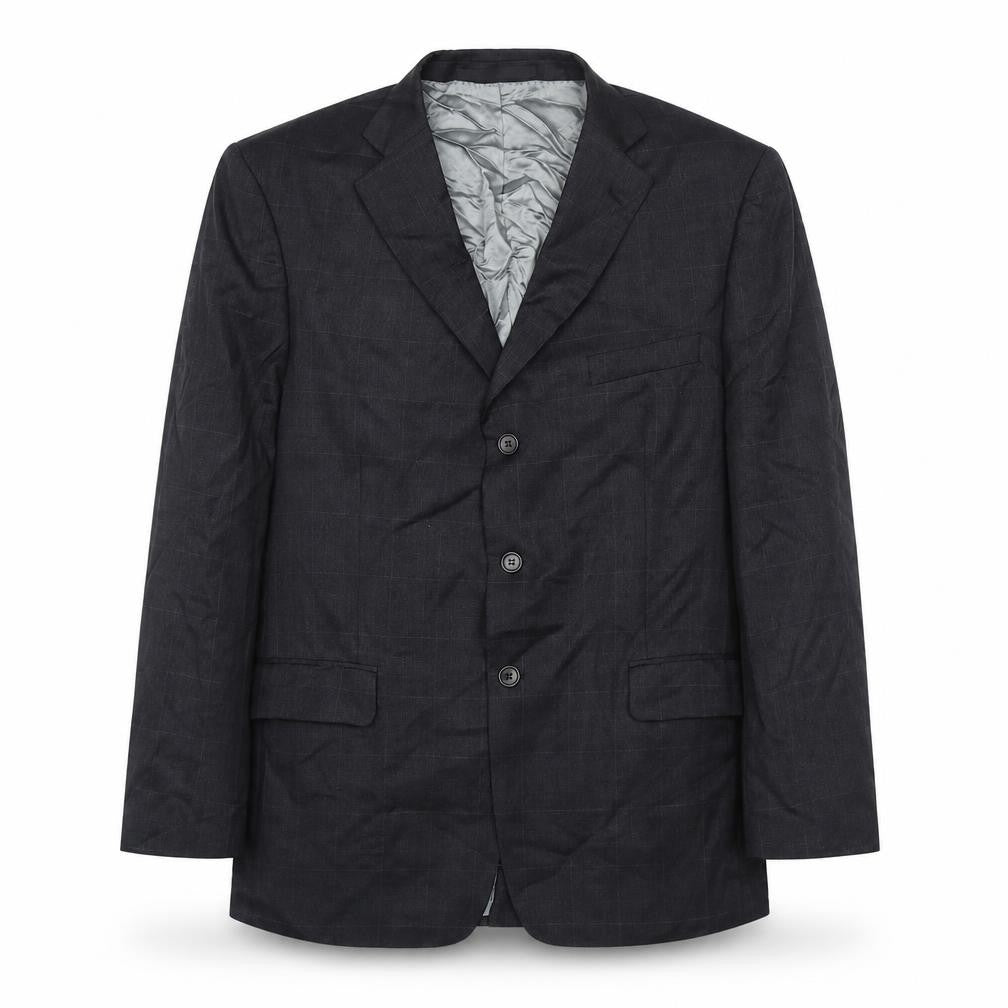 Marks & Spencer Mens Black Check Wool Jacket Suit Jacket Size 42 Regular