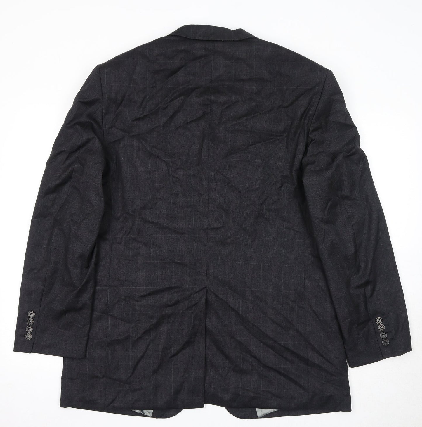Marks and Spencer Mens Black Check Wool Jacket Suit Jacket Size 42 Regular