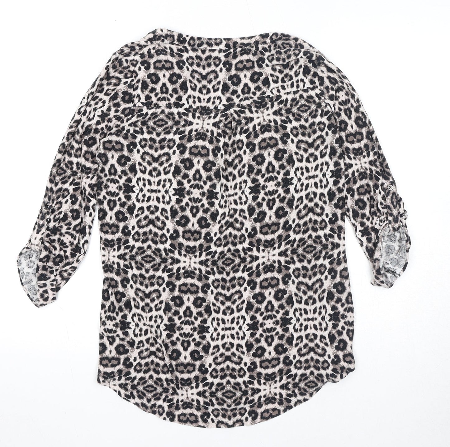 Marks and Spencer Womens Brown Animal Print Viscose Basic Blouse Size 10 Sweetheart - Leopard Print
