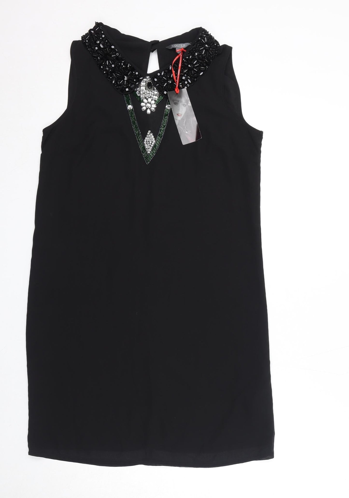 Limited Collection Womens Black Polyester A-Line Size 10 Round Neck Pullover