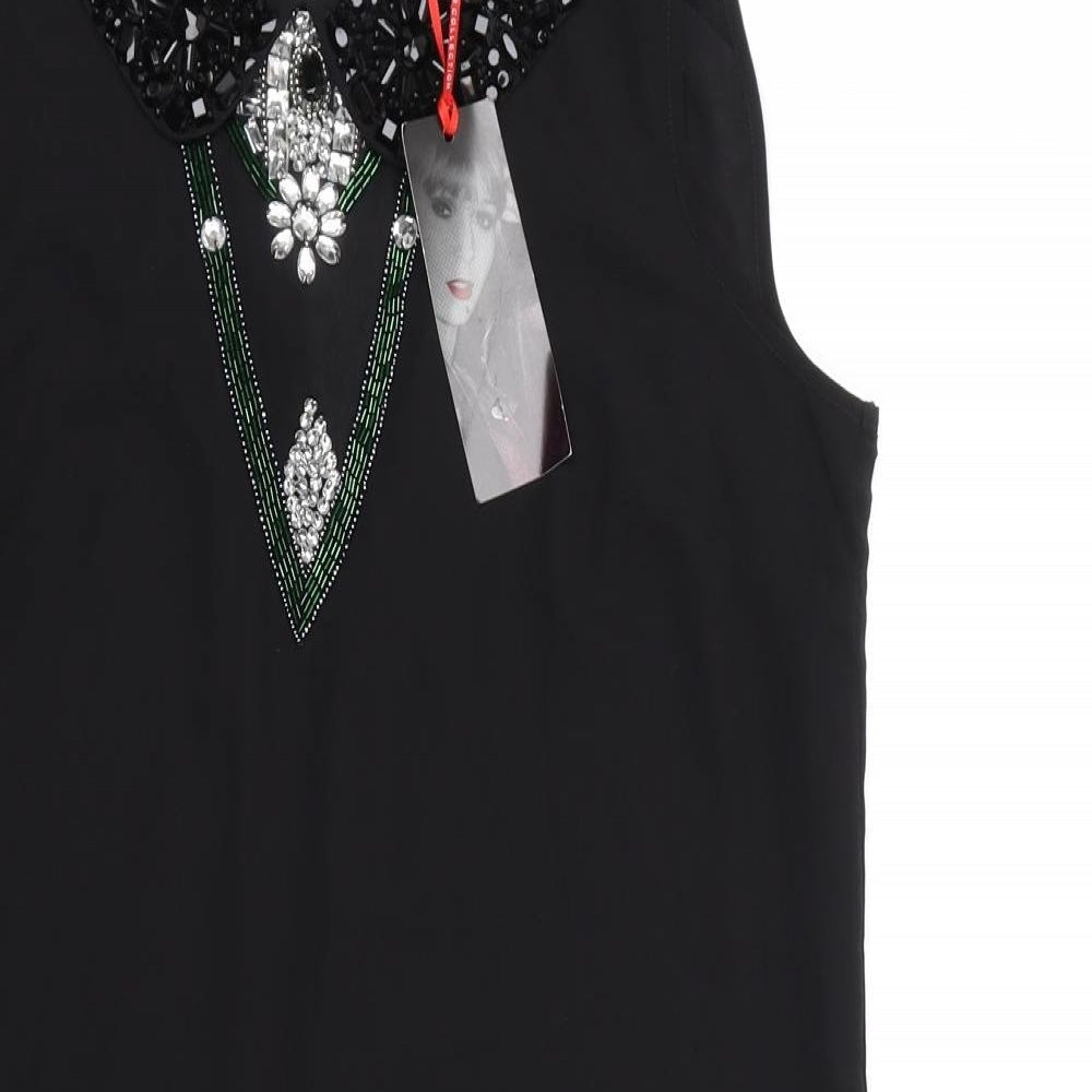 Limited Collection Womens Black Polyester A-Line Size 10 Round Neck Pullover