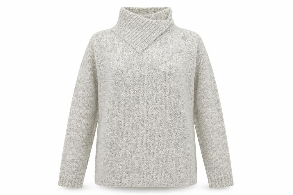 Ladies Womens Beige High Neck Acrylic Pullover Jumper Size 10