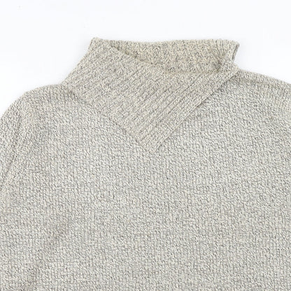 Ladies Womens Beige High Neck Acrylic Pullover Jumper Size 10