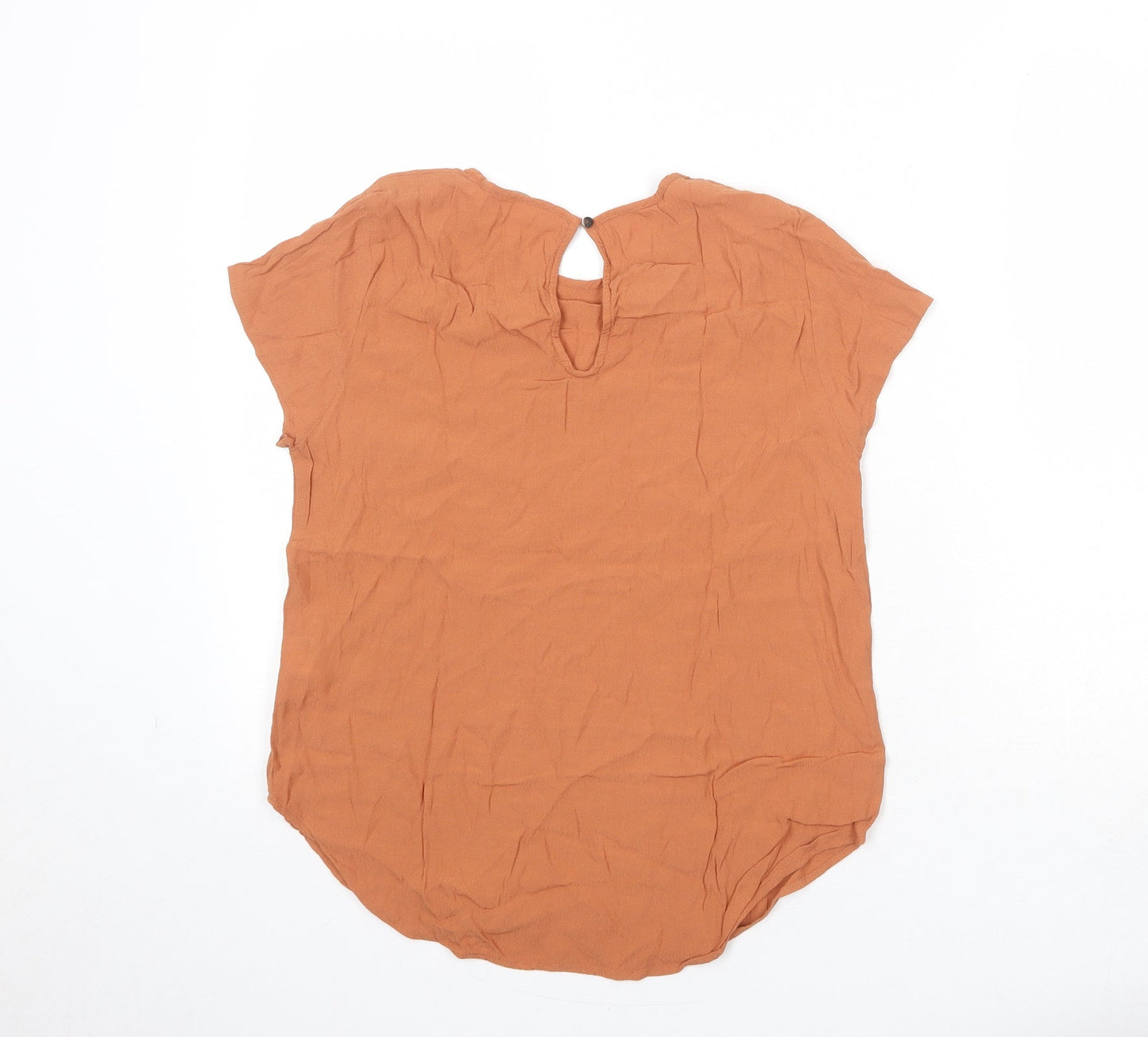 H&M Womens Brown Viscose Basic Blouse Size 12 Round Neck