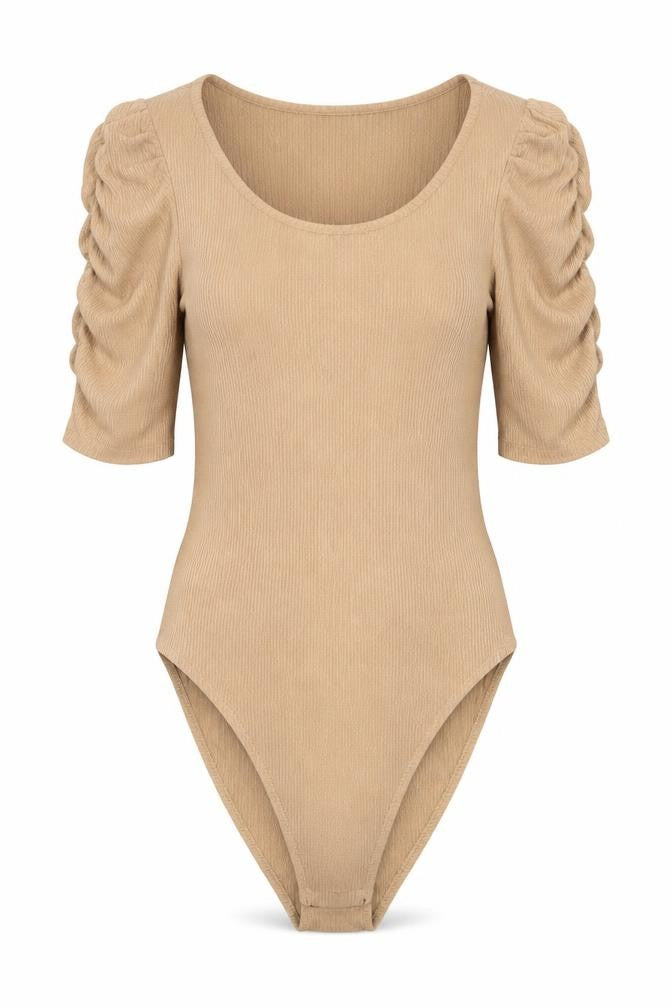 New Look Womens Beige Polyester Bodysuit One-Piece Size 6 Snap