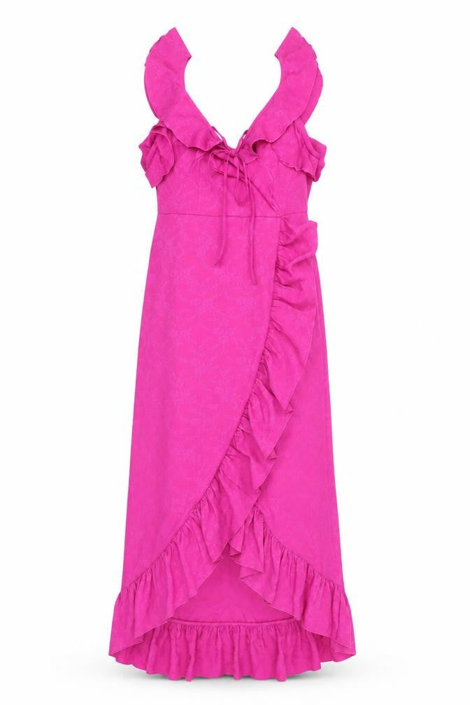 Topshop Womens Pink Polyester Maxi Size 6 V-Neck Tie