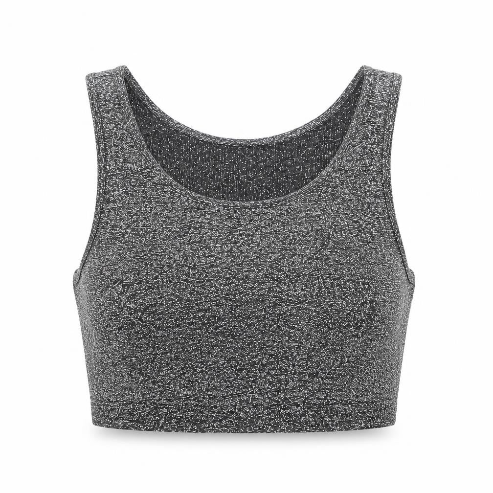Sparkle & Fade Womens Black Polyester Cropped Tank Size S Round Neck