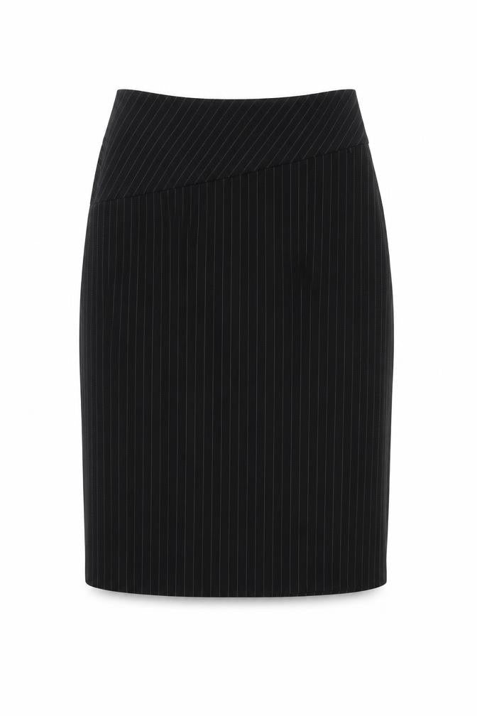 For Women Womens Black Striped Polyester Straight & Pencil Skirt Size 10 Zip